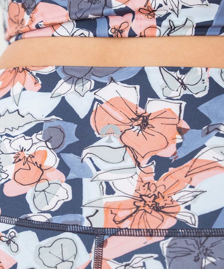 SUKALA】ミックスフラワープリントレギンス(Lサイズ イエローオレンジ