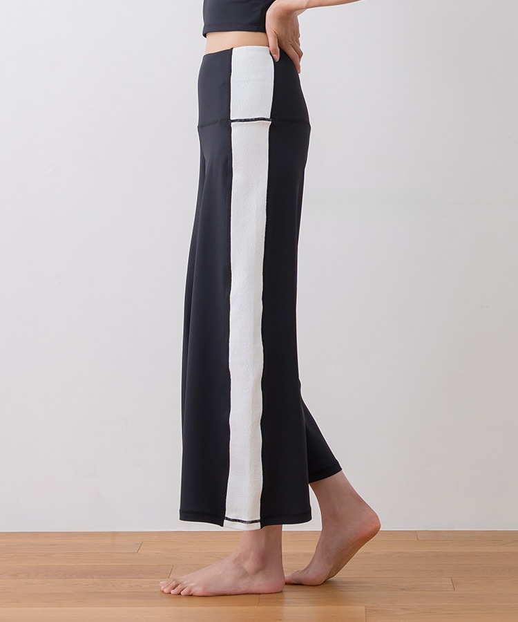 SUKALA】バイカラーワイドパンツ(M・L・LLサイズ ブラック・ワイン