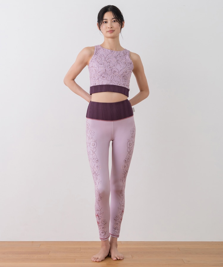 SUKALA】ドローイングフラワーショートタンクトップ(Lサイズ モーヴ