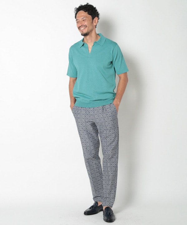 LIBERTYプリントスキッパーニットポロシャツ｜メンズファッション通販