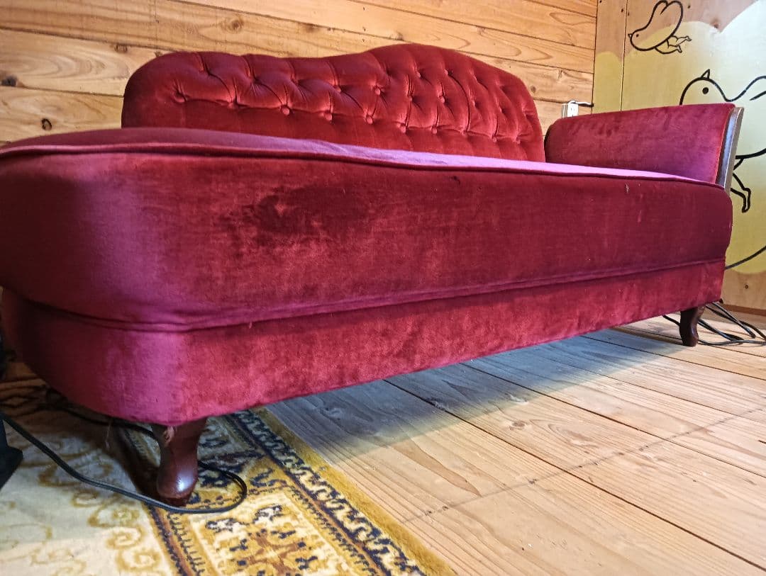 2-3人掛け ワインレッド ベルベットソファ 昭和ロマン - メルカリ