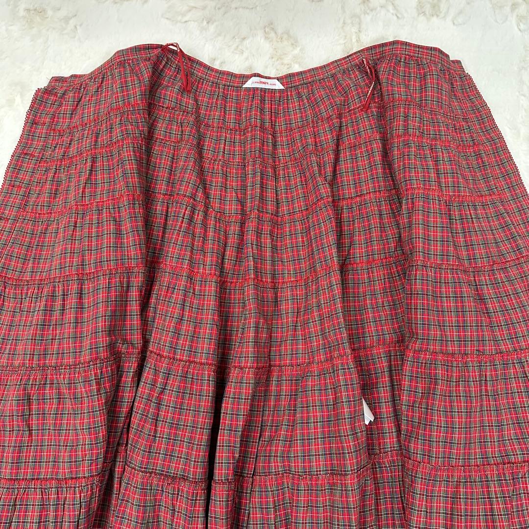 ✨ワンダフルワールド✨ロングスカート ティアード 赤 チェック柄