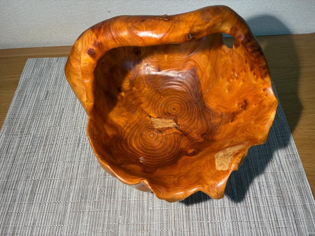 096杉 天然木 くり抜き 一刀彫 木彫 かご バスケット - メルカリ