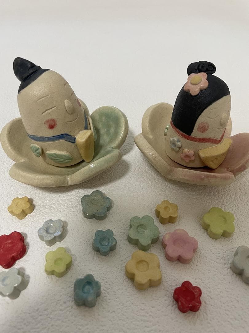 岡崎順子さん 雛人形 陶器 お雛様 おはじき付 - メルカリ