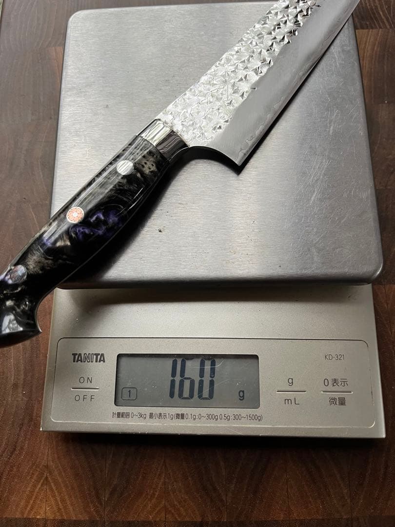 黒崎 優 閃光 鋭 ハイス SG2 鎚目 牛刀 包丁 180mm 黒アクリル柄