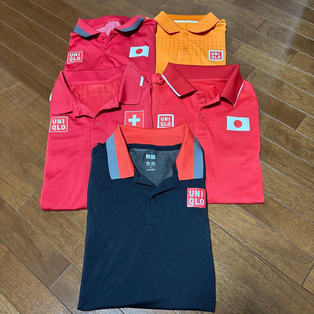 5枚！UNIQLO 錦織フェデラー ポロシャツ （L） ユニクロ」錦織選手とフェデラー選手がウィンブルドンで着用する新作