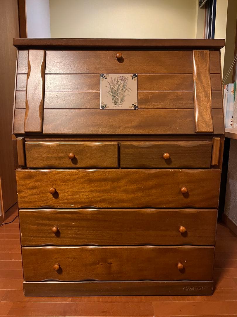 ライティングビューロー　ライティングデスク　スペイン製タイル付き　学習机 楽天市場】ライティングデスク 学習机 コンパクト 折りたたみ 省