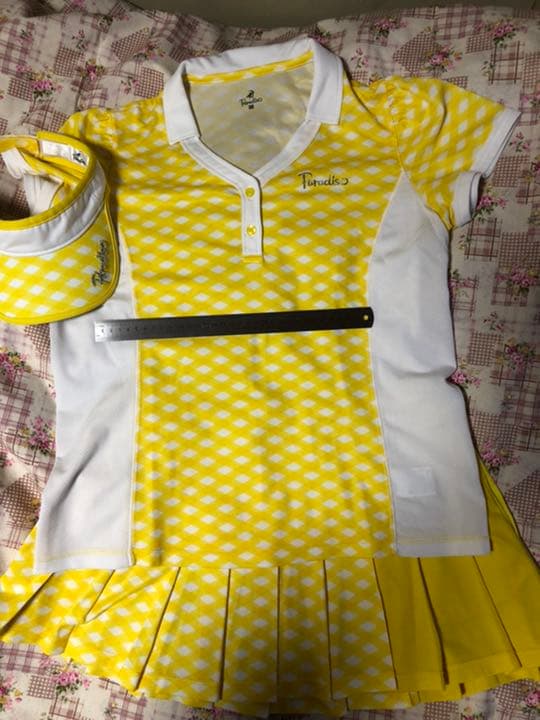 美品　パラディーゾ テニス　ウエア　3点セット　LL イエロー　チェック 楽天市場】テニスウェアレディース イエローの通販