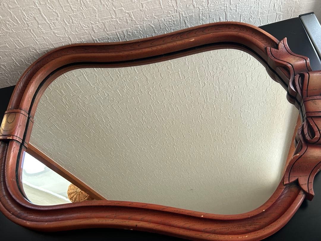 アンティーク ニッカ 壁掛け鏡 リボン ウォールミラー 昭和レトロ
