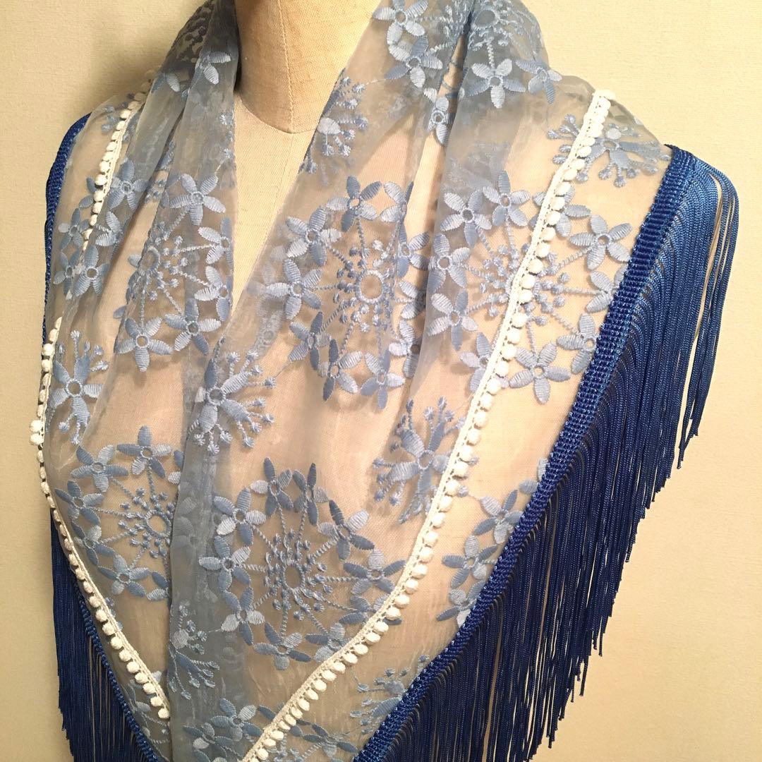 フラメンコ 衣装 シージョ 花柄刺繍 ブルー系 楽天市場】フラメンコ衣装 花柄 刺繍 シージョ 伸縮レース ドロップ