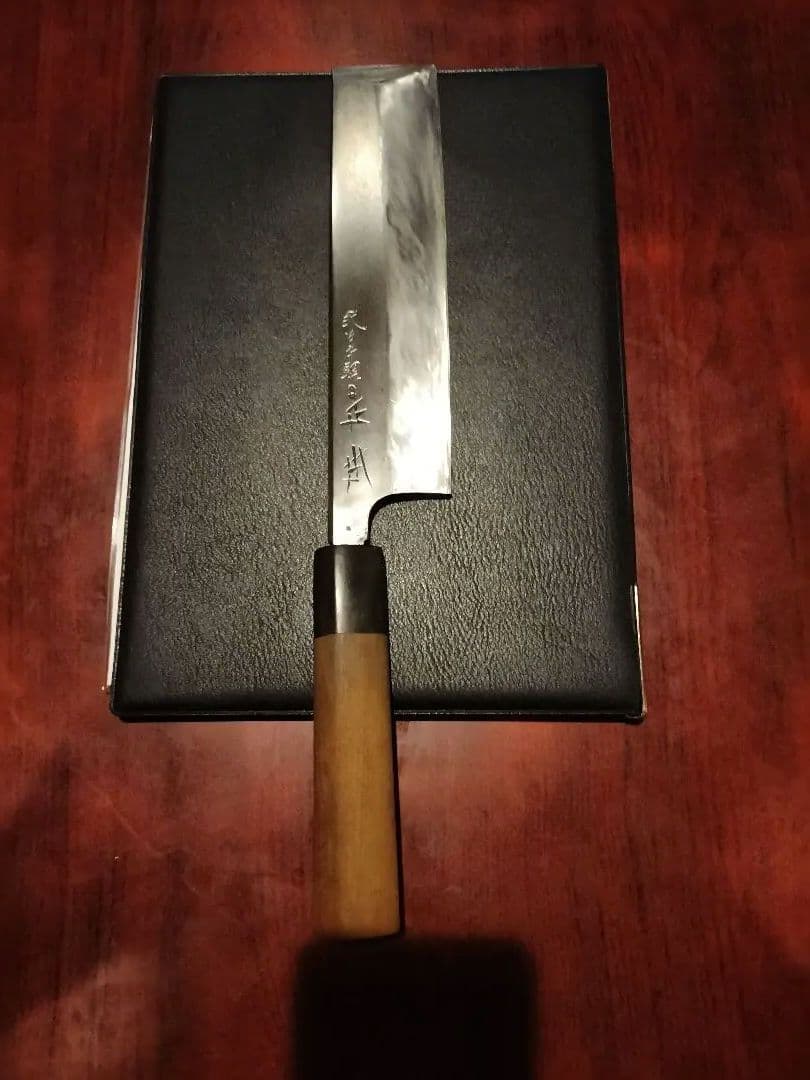 17万円　正本　純日本鋼 本焼き薄刃包丁8寸　白鋼本焼 本焼薄刃庖刀 – 包丁の築地正本