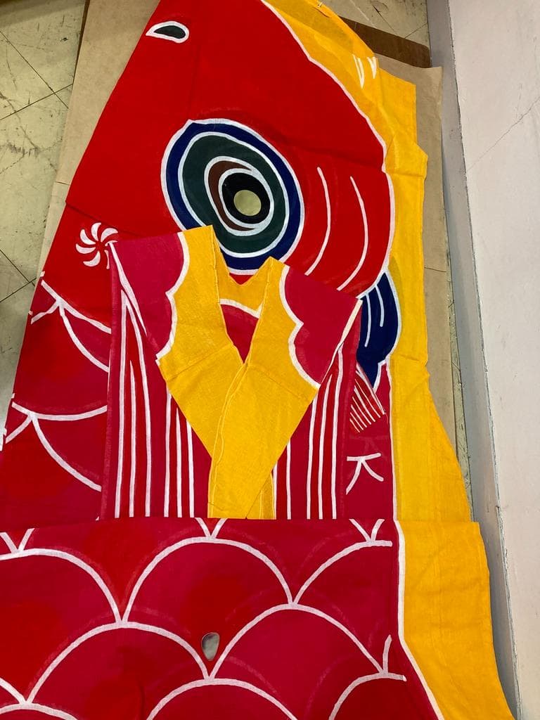 希少 太郎鯉 木綿 鯉のぼり 赤/黄 6m 新品未使用 昭和レトロ#3 - メルカリ