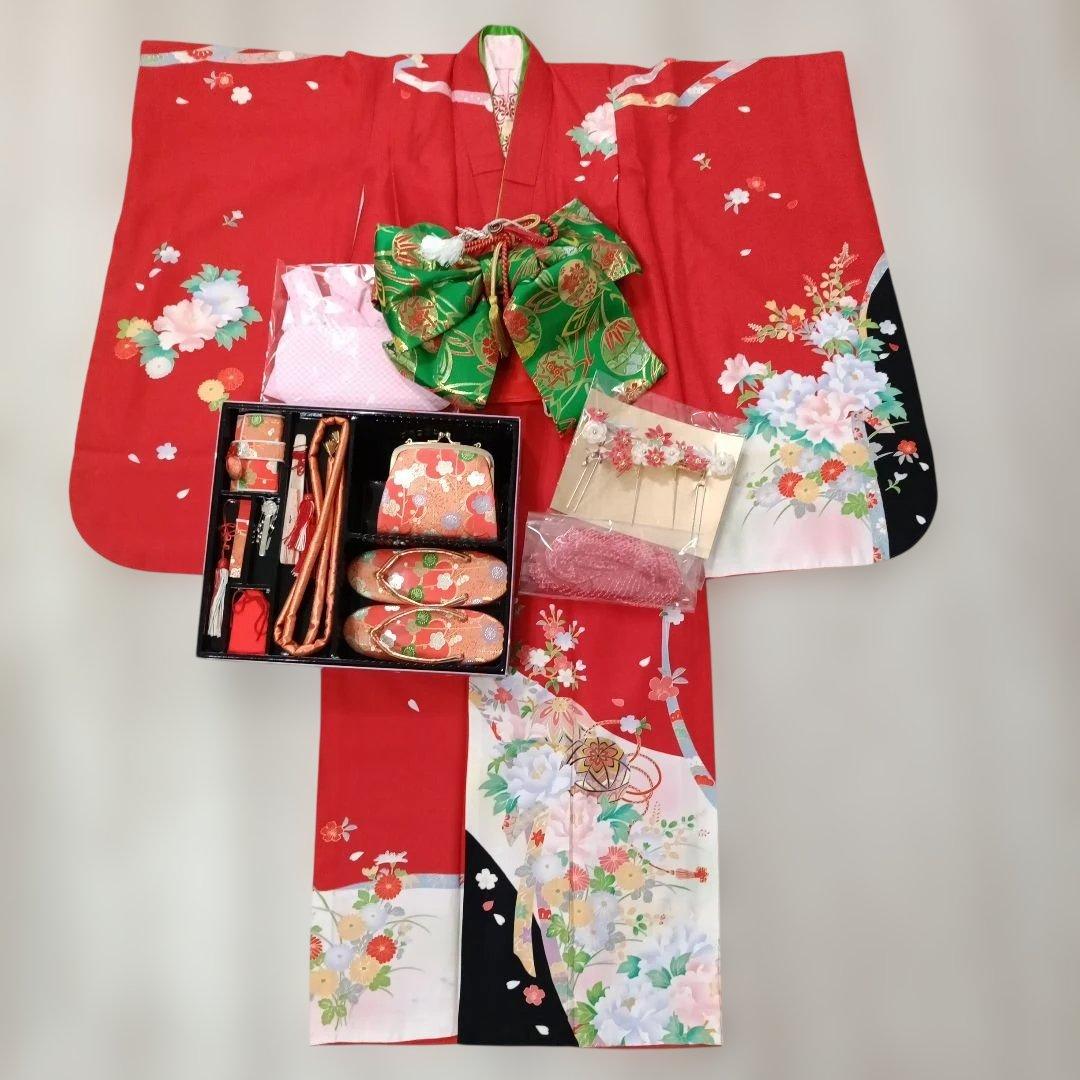 七五三 着物セット 赤 花柄 7歳 - メルカリ