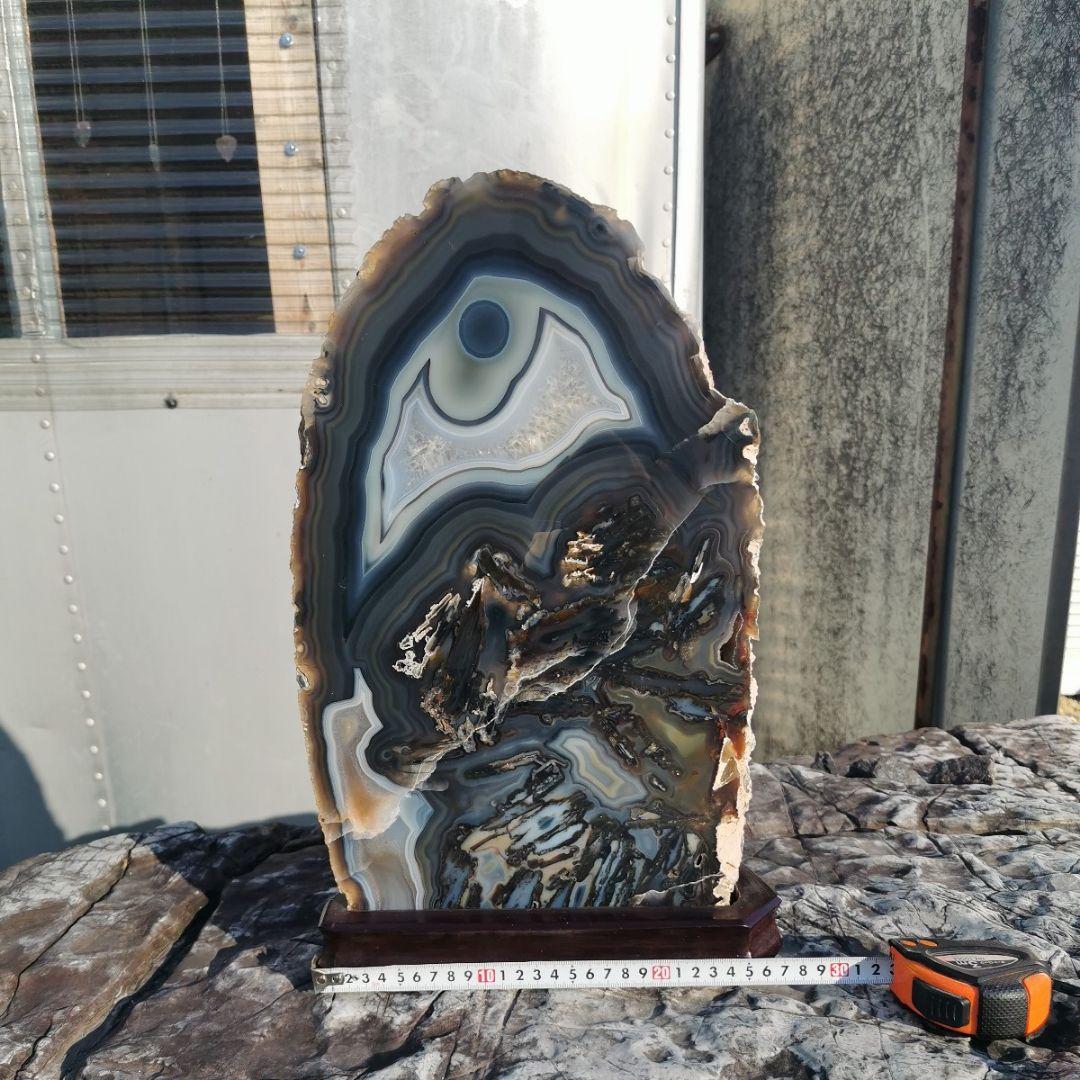 ブラジル産　アゲート　17.2キロ　瑪瑙　鑑賞石　石　置物　オブジェ　インテリア メノウ 月型 台付き 置き物 ブラジル産 アゲート 357g 瑪瑙 水晶