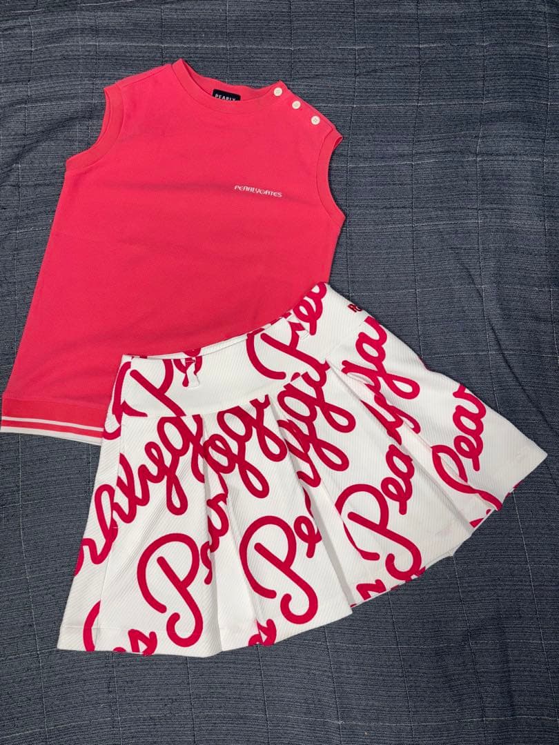 （美品）パーリーゲイツ 、筆記体ロゴグラフィック柄、セットアップ、サイズ0と00 PEARLY GATES（パーリーゲイツ） 【PREMIUM SALE】PEARLY GATES 筆記体