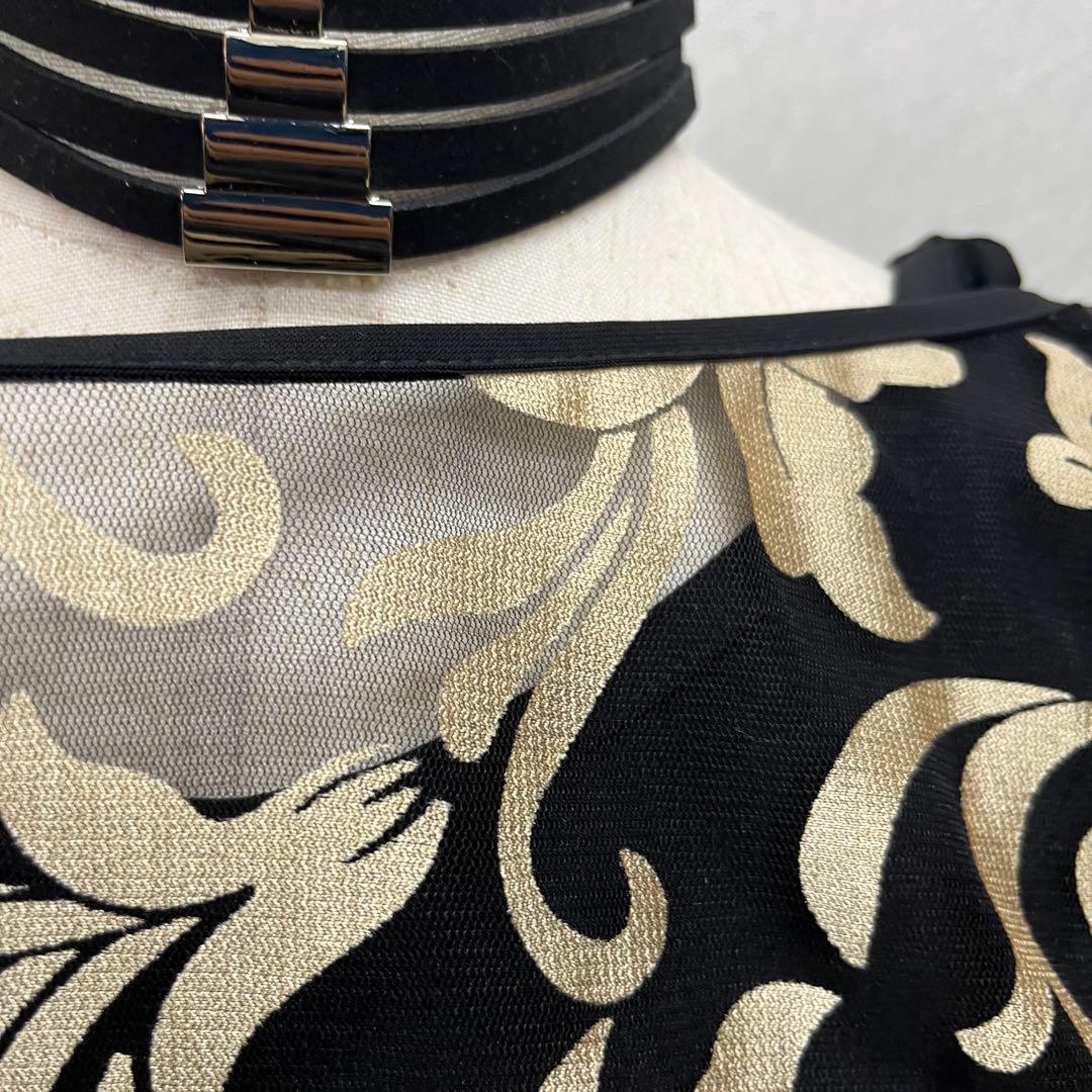 新品 社交ダンス セットアップ 黒地にゴールドプリント ドルマン