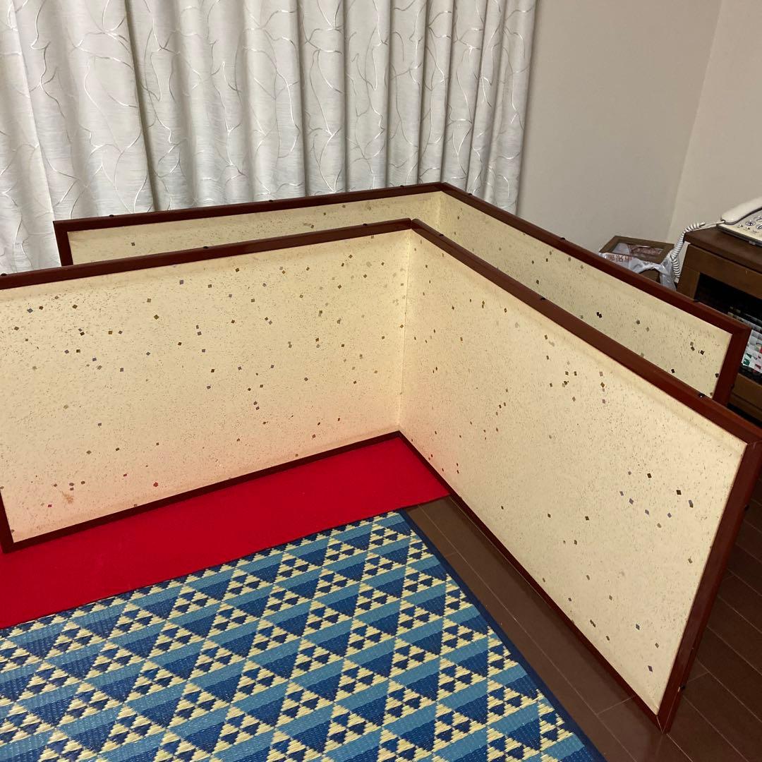 風炉先 屏風 二つ折二組 組子風炉先屏風 2連 屏風ついたて パーテーション つい立て 間仕切り