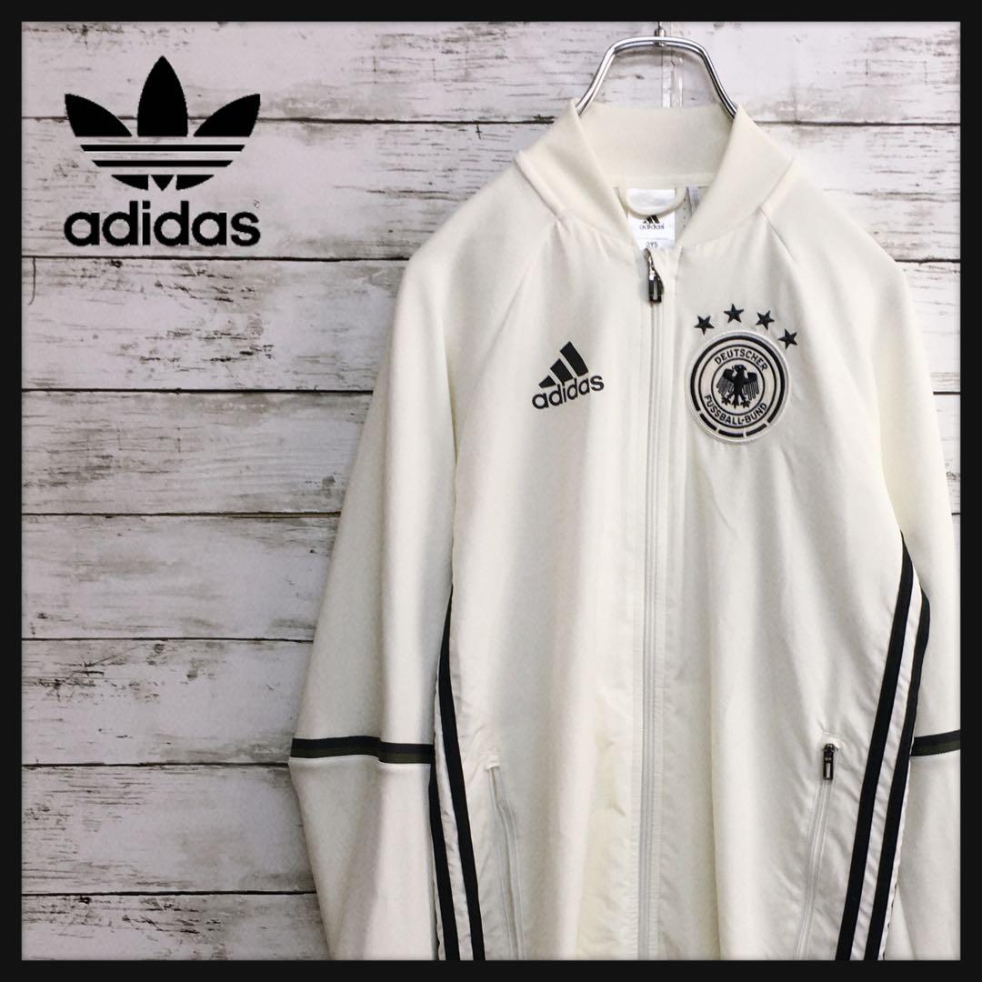 アディダス ドイツ代表 トラックジャケット ジャージ 白 M メンズ 古着