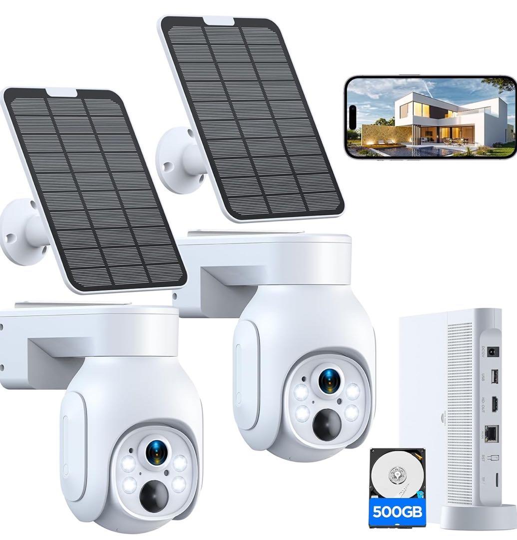 防犯カメラ 屋外 ソーラー 360° ソーラー 2台セット 400万画素 Amazon.co.jp: VORGUT 防犯カメラ 屋外 ソーラー 2台セット モニター