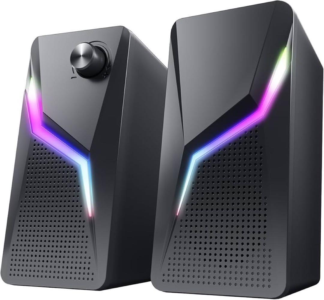 スピーカー PC ゲーミングスピーカー 有線 RGBライト付き - メルカリ