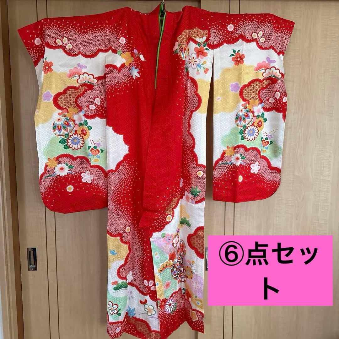 ７歳着物　七五三　正絹　お着物　６点セット 楽天市場】[ 正絹 ] 七五三 7歳 着物セット 女の子 御所車に檜扇 黒