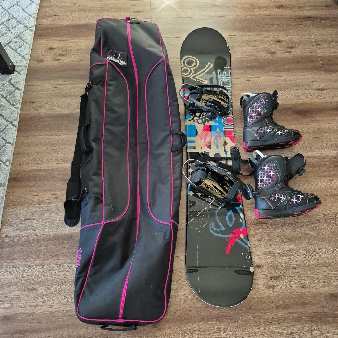 スノーボード 4点セット レディース 板 ビンディング ブーツ ケース