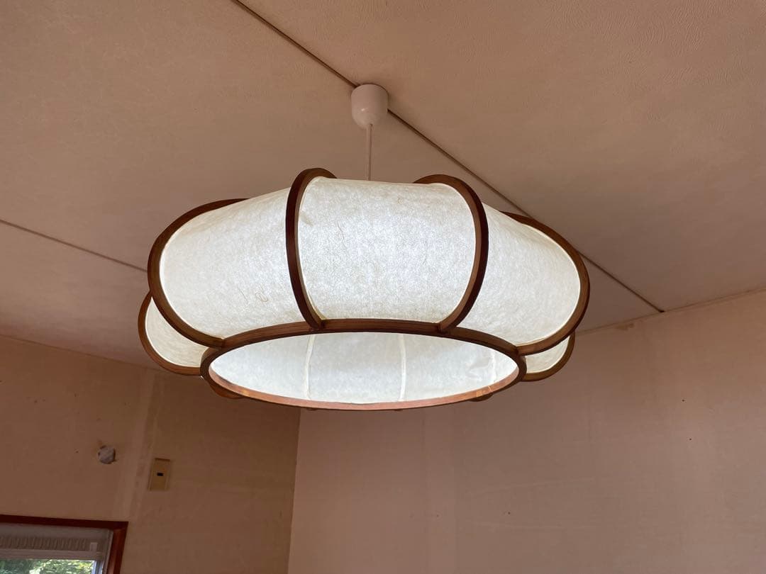 ①送料込み　無垢材　木製照明器具　和紙　LED 直径60㎝　高さ22〜27㎝ シーリングライト 和風照明 国産 無垢材 天然木 国産杉使用 | 和風和室