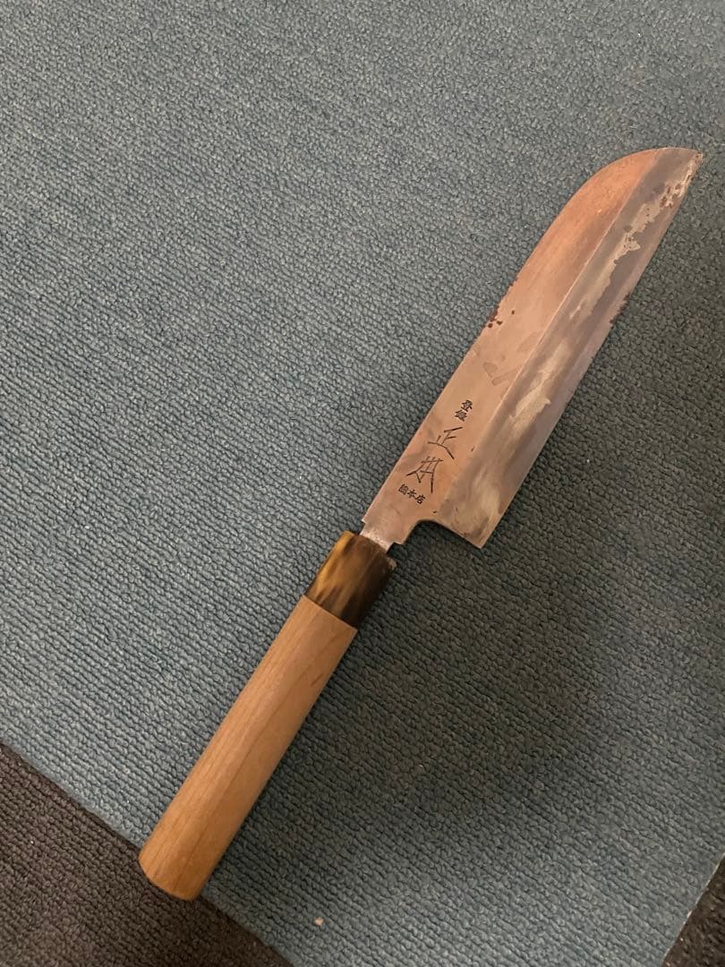 正本のカマ型薄刃包丁 包丁 鎌型薄刃包丁 正本総本店 青鋼 225mm 未使用品 KA0722(刺身包丁