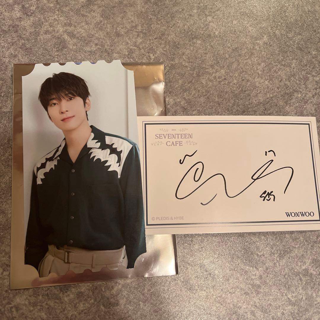SEVENTEEN カフェ セブチカフェ 入場特典 ウォヌ サインカード - メルカリ
