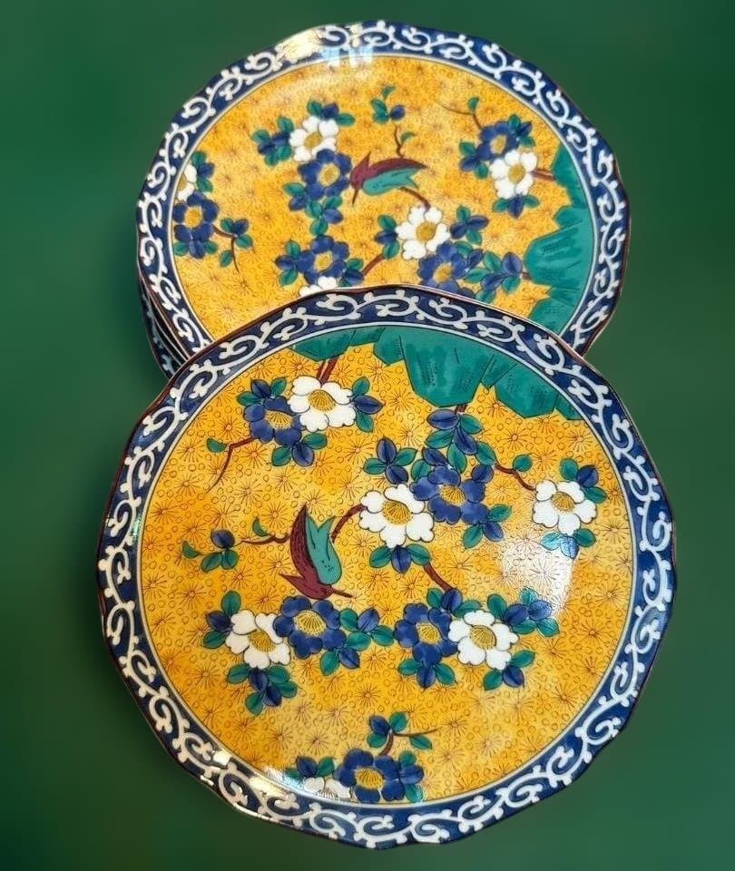 未使用】九谷焼 第一陶器 黄地花鳥 5枚セット 縁起物 - メルカリ