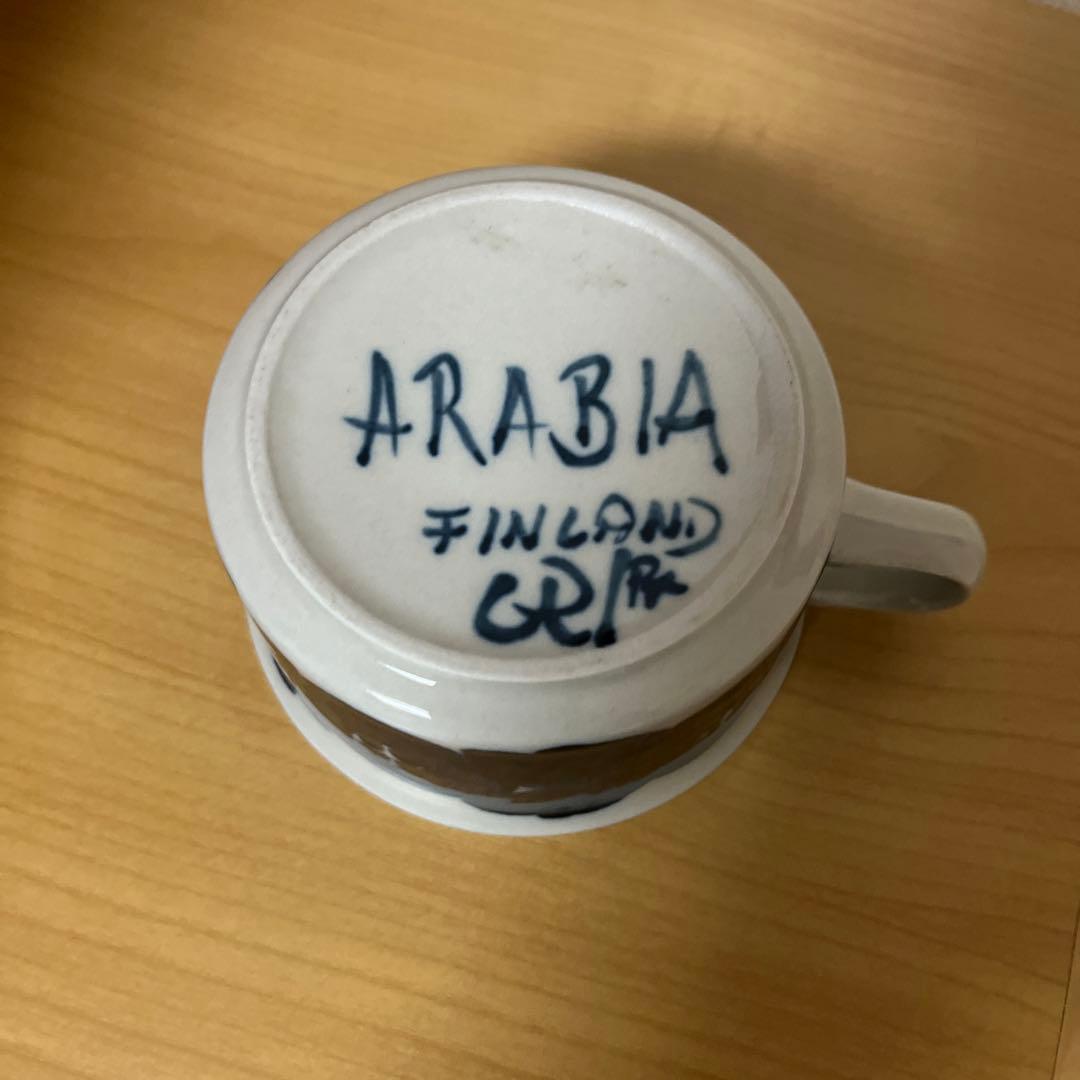 アラビア 廃盤品 希少 アネモネ ティーカップヴィンテージ手書きサイン