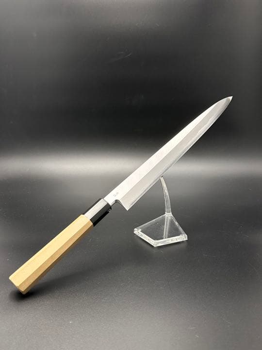 業務用 柳刃 青ニ 尺寸 300mm 本霞 鞘付き 柳刃 青二鋼 300mm 本霞仕上 白木健一作-歌舞伎ナイフ