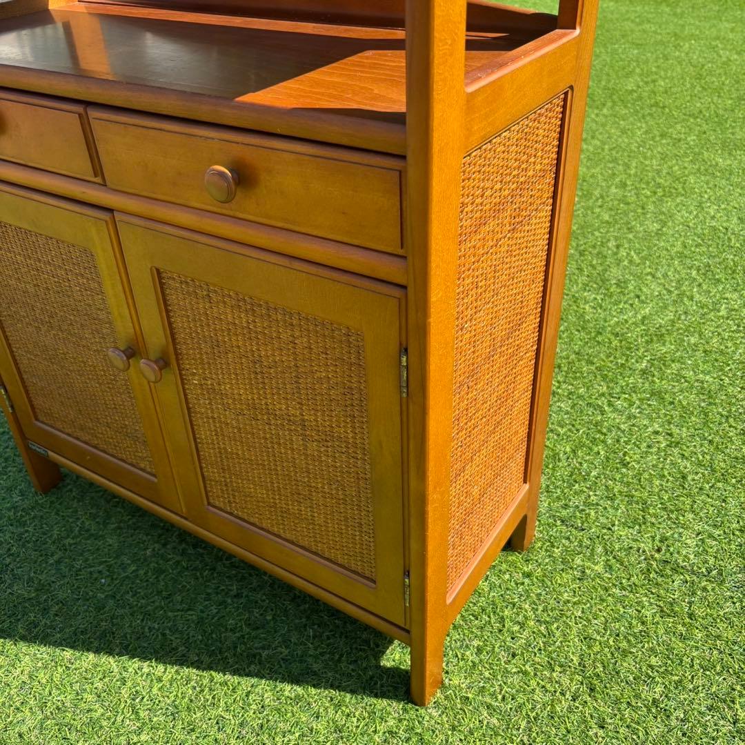 カリモク家具 ラタン調 電話台 チェスト 昭和レトロ ヴィンテージ 希少