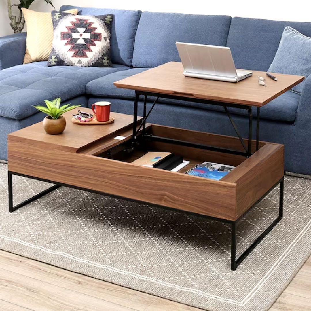 ニトリ 昇降 センターテーブル Nヒバリ 120 MBR ミドルブラウン 美品