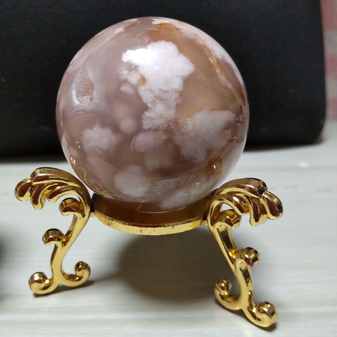 5センチ中玉、夜桜瑪瑙、桜瑪瑙、土台2個付き、スフィアセット