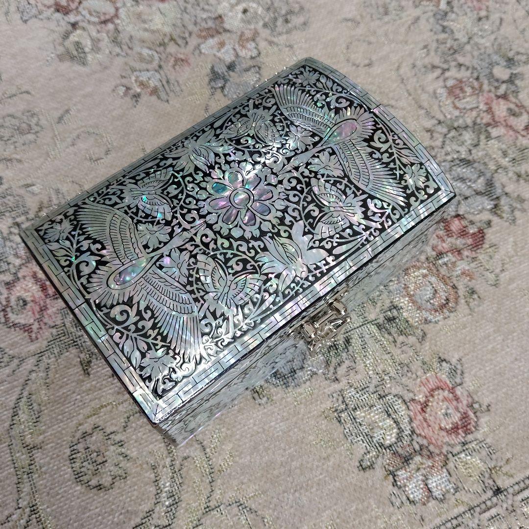 未使用】螺鈿細工 ジュエリーボックス 韓国伝統工芸 鳳凰孔雀模様 高級