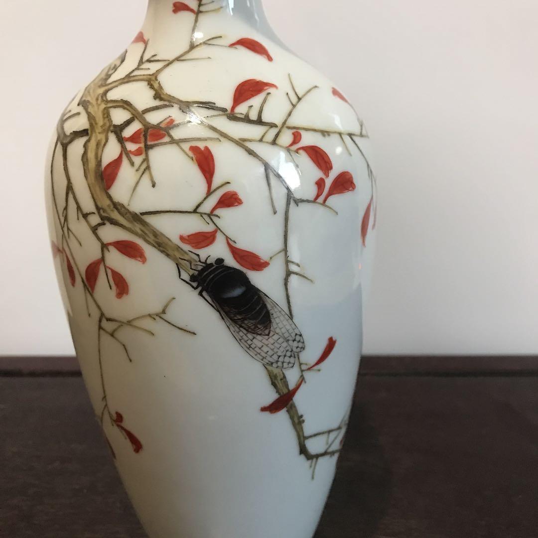 中国古玩 古美術 花瓶 秋枝鳴蝉図 居仁堂製 景徳鎮 骨董品 - メルカリ