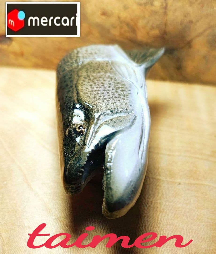 River.Seaトラウトブローチ(魚鬼taimenウッド製)☆1点物最終価格