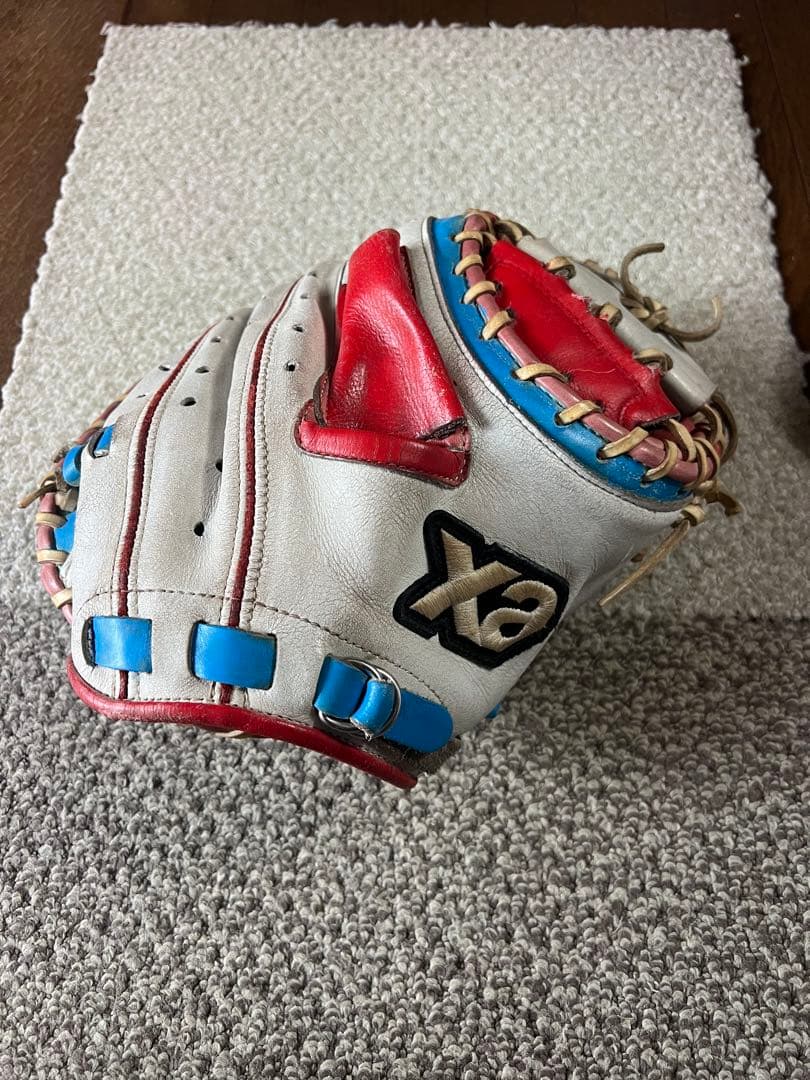 軟式　キャッチーミット　ホワイト/レッド/ブルー　ザナックス 野球 ザナックス 軟式キャッチャーミット トラスト カラフルライン