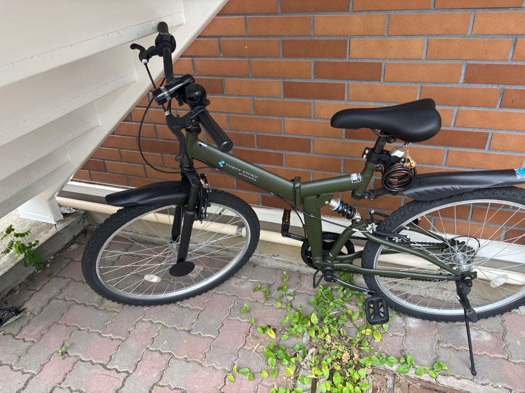 武蔵小杉ー綱島駅間引き取り価格) 折りたたみ自転車 オリーブグリーン