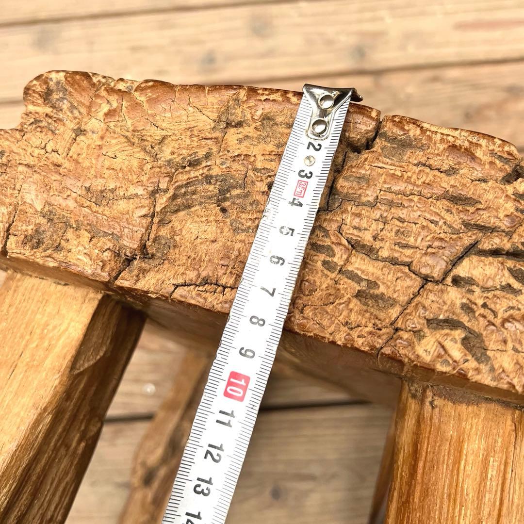 極厚 希少木材 オールドチークのスツール 49.5cm 腰掛け 踏み台 飾り台