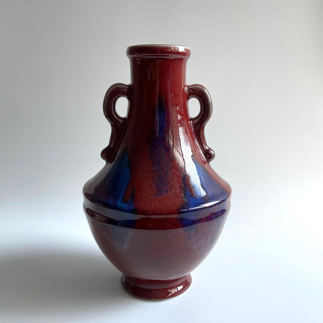 辰砂釉耳付花器 - メルカリ