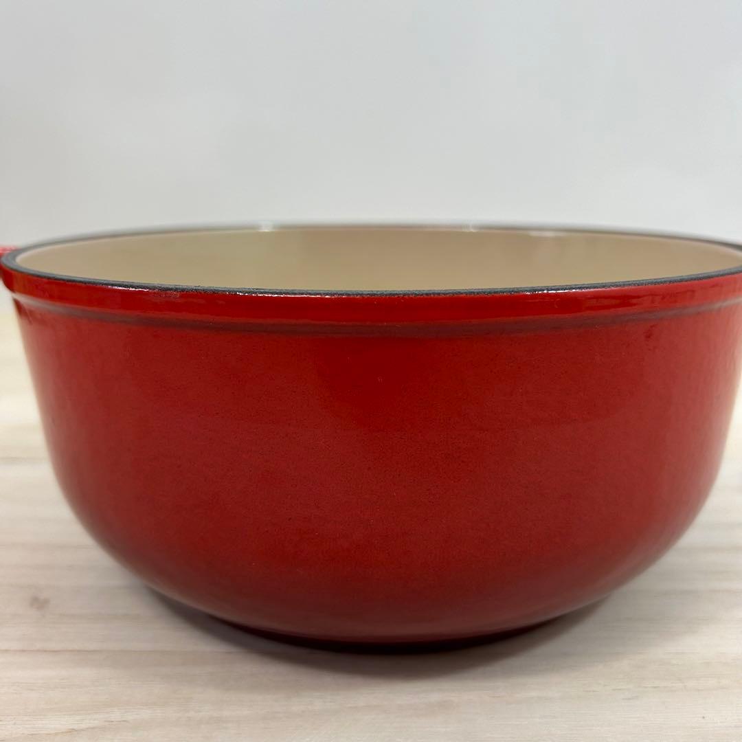 ル・クルーゼ パパライン 22cm エンゾマリ チェリーレッド ガラス蓋 赤