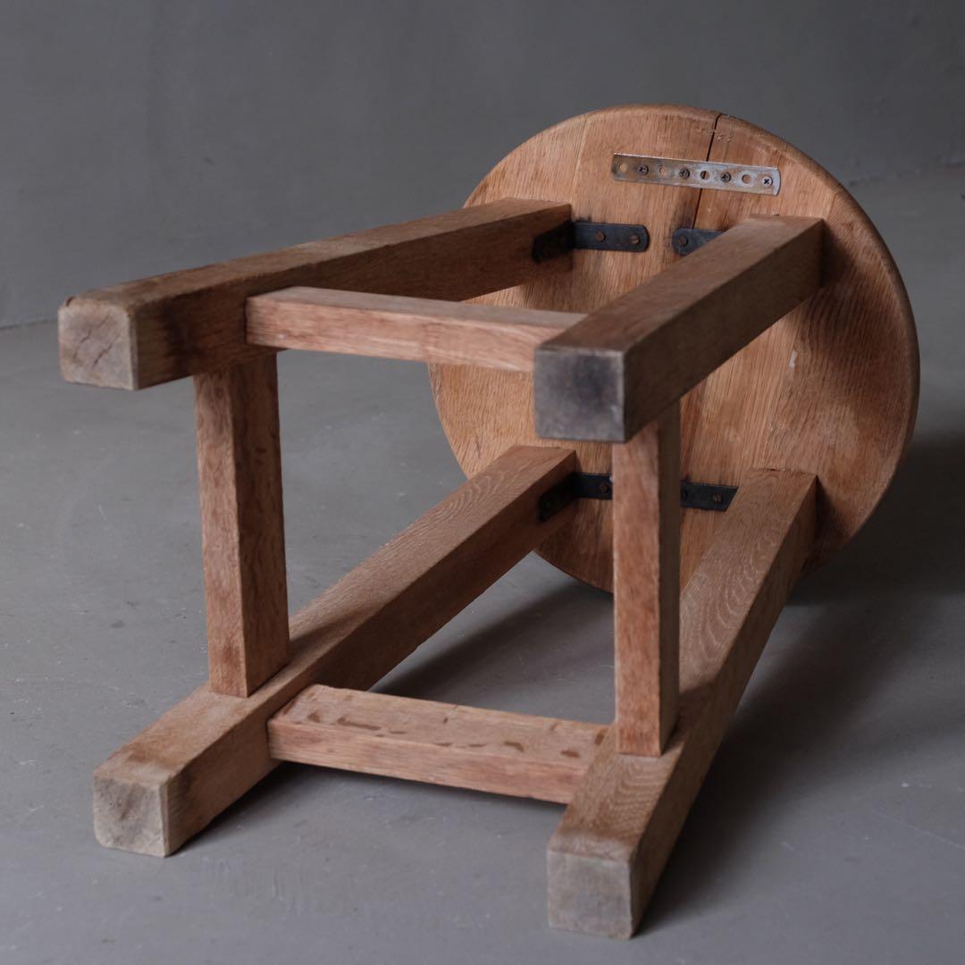 楢材 古い丸椅子 スツール チェア 古家具 古道具 アンティーク 昭和