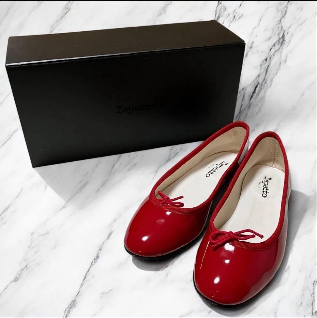 最終値下】美品 repetto レペットバレエシューズ エナメル レッド赤34