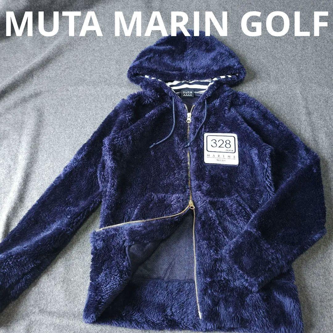 【ムータマリン】人気ラバーロゴ×ボア生地 長袖ゴルフブルゾンパーカーM muta（ムータ） パーカーブルゾン メンズ マリン ゴルフ ゴルフウェア