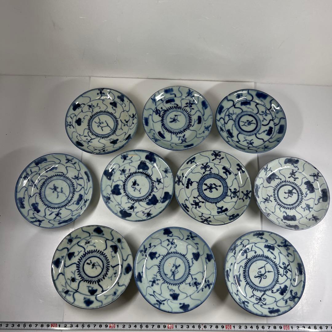 中国清朝時代染付中皿20枚箱付直径約14.5㎝トサチニ東な7-0618⭐︎2F