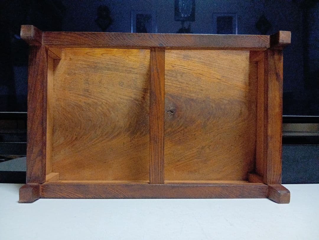 希少 明治期 欅 一枚板 からくり細工 引き出し付き 飾り台 サイド