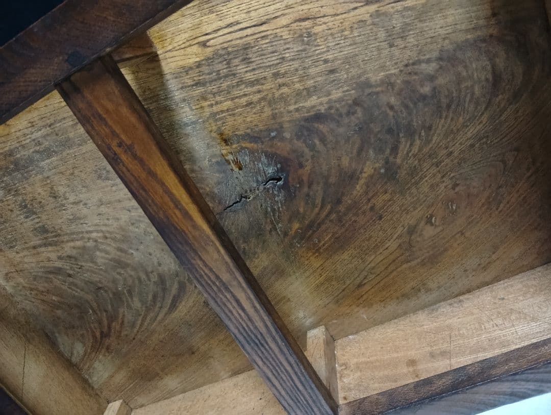 希少 明治期 欅 一枚板 からくり細工 引き出し付き 飾り台 サイド