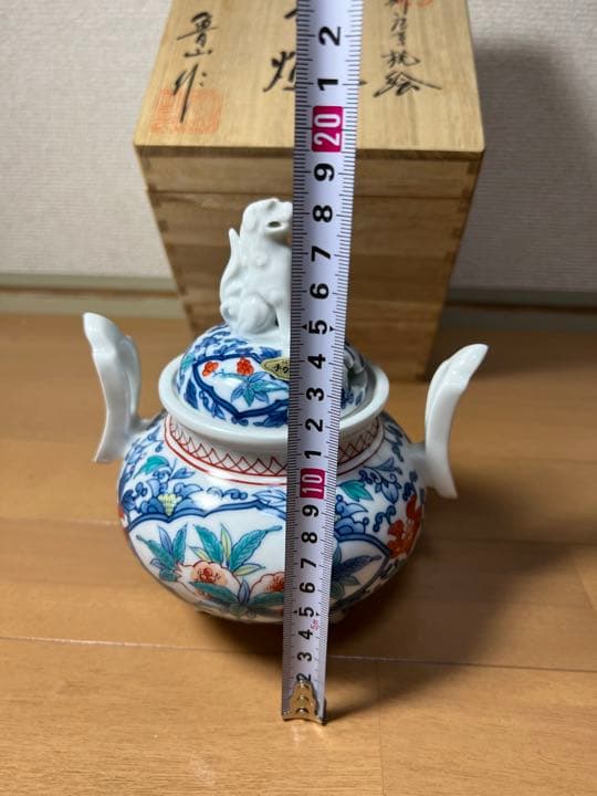 598 有田焼 鍋島 魯山 手描き 二方割唐草桃絵 香炉 未使用 - メルカリ